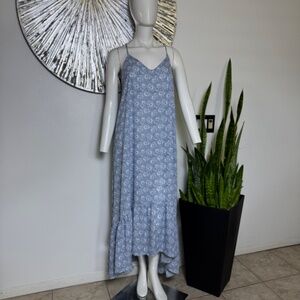 West K Blue Floral Sundress Maxi Dress Blue and White sz XL